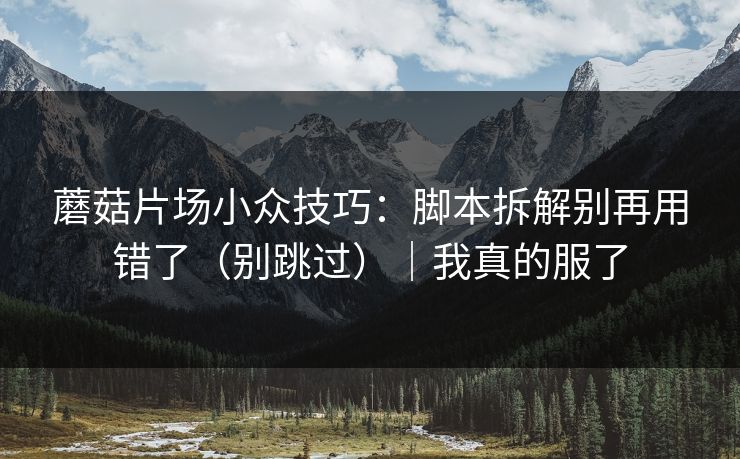 蘑菇片场小众技巧:脚本拆解别再用错了(别跳过)|我真的服了 蘑菇片场小众技巧:脚本拆解别再用错了(别跳过)|我真的服了
