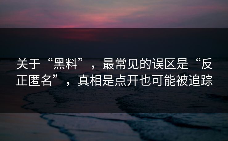 关于“黑料”,最常见的误区是“反正匿名”,真相是点开也可能被追踪 关于“黑料”,最常见的误区是“反正匿名”,真相是点开也可能被追踪