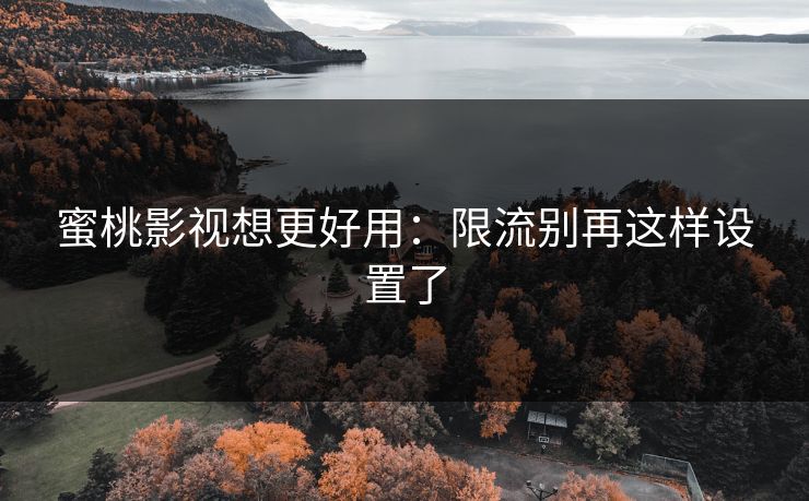 蜜桃影视想更好用：限流别再这样设置了