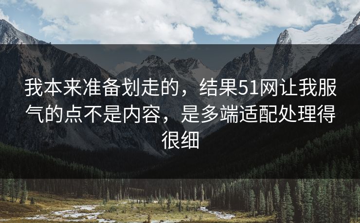 我本来准备划走的，结果51网让我服气的点不是内容，是多端适配处理得很细