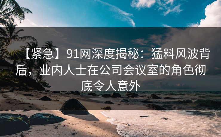 【紧急】91网深度揭秘:猛料风波背后,业内人士在公司会议室的角色彻底令人意外 【紧急】91网深度揭秘:猛料风波背后,业内人士在公司会议室的角色彻底令人意外